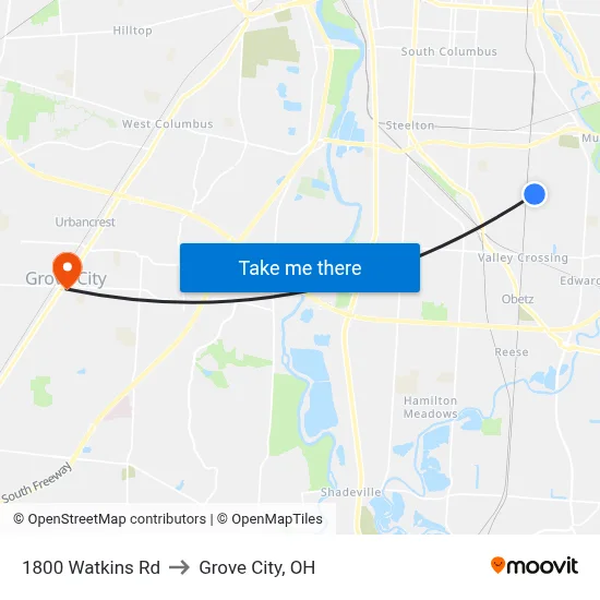 1800 Watkins Rd to Grove City, OH map