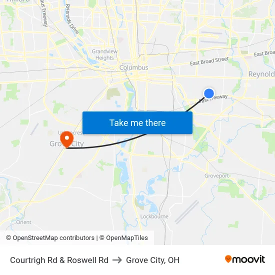 Courtrigh Rd & Roswell Rd to Grove City, OH map