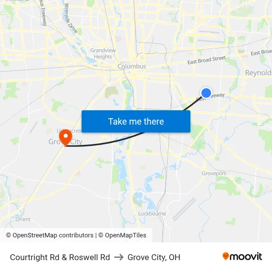 Courtright Rd & Roswell Rd to Grove City, OH map