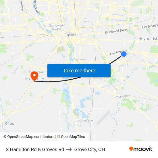 S Hamilton Rd & Groves Rd to Grove City, OH map