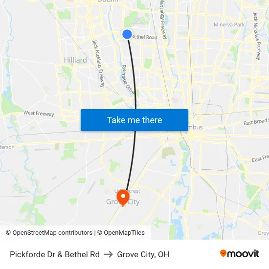 Pickforde Dr & Bethel Rd to Grove City, OH map