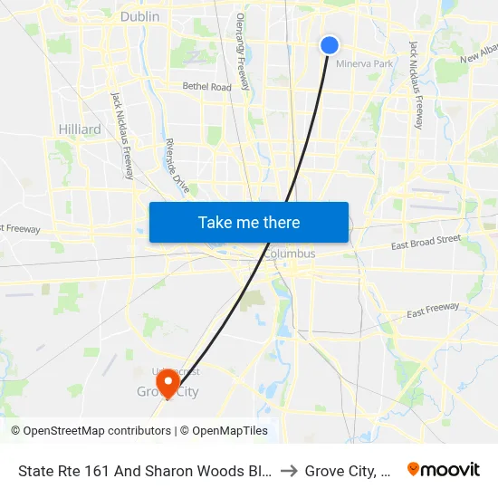 State Rte 161 And Sharon Woods Blvd to Grove City, OH map