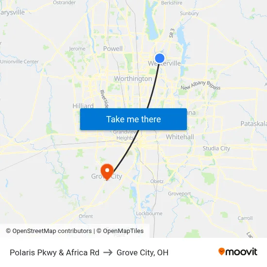 Polaris Pkwy & Africa Rd to Grove City, OH map