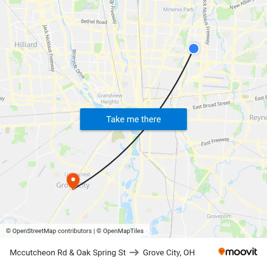 Mccutcheon Rd & Oak Spring St to Grove City, OH map