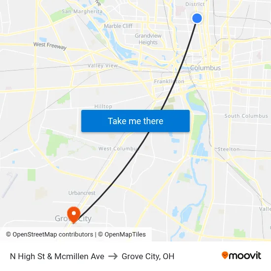 N High St & Mcmillen Ave to Grove City, OH map