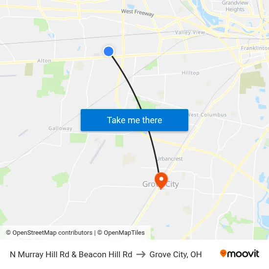 N Murray Hill Rd & Beacon Hill Rd to Grove City, OH map