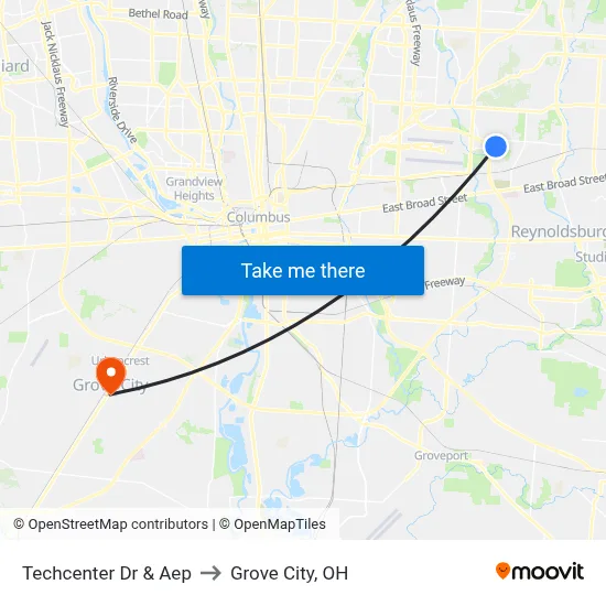 Techcenter Dr & Aep to Grove City, OH map