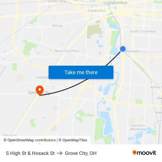 S High St & Hosack St to Grove City, OH map