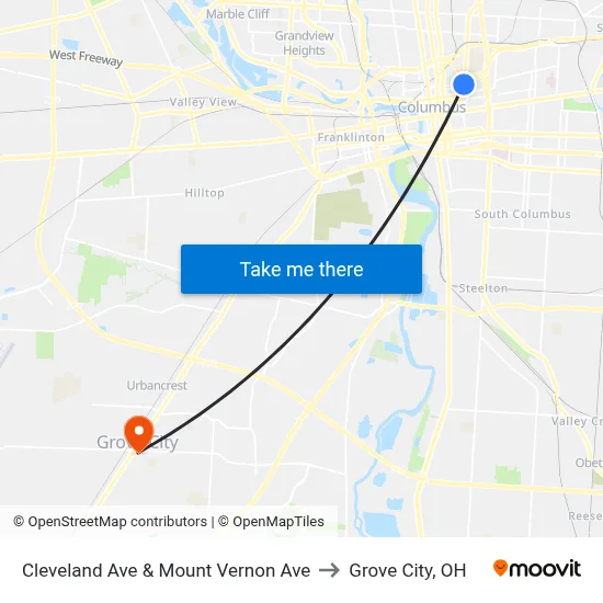 Cleveland Ave & Mount Vernon Ave to Grove City, OH map