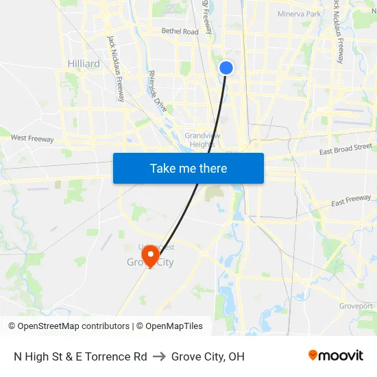 N High St & E Torrence Rd to Grove City, OH map