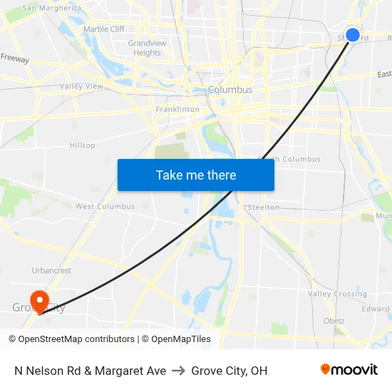 N Nelson Rd & Margaret Ave to Grove City, OH map