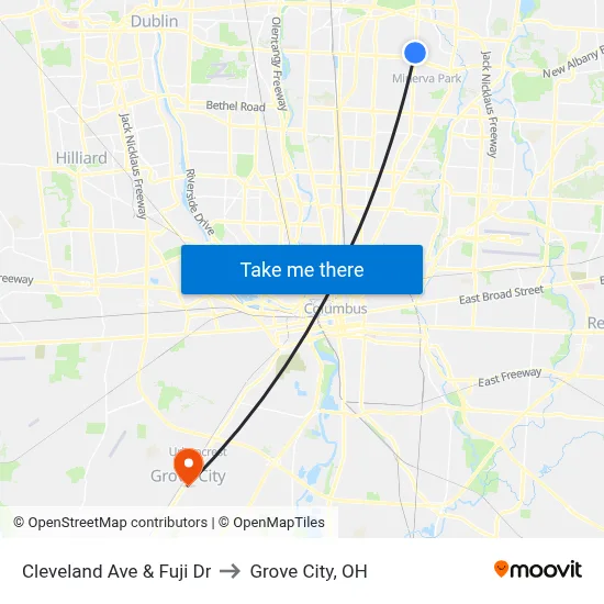 Cleveland Ave & Fuji Dr to Grove City, OH map