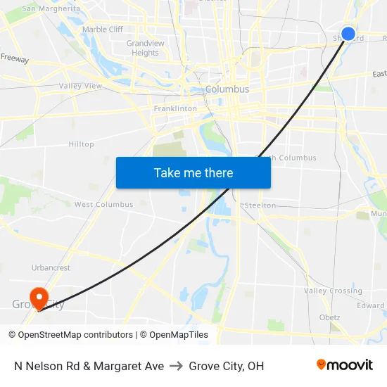 N Nelson Rd & Margaret Ave to Grove City, OH map