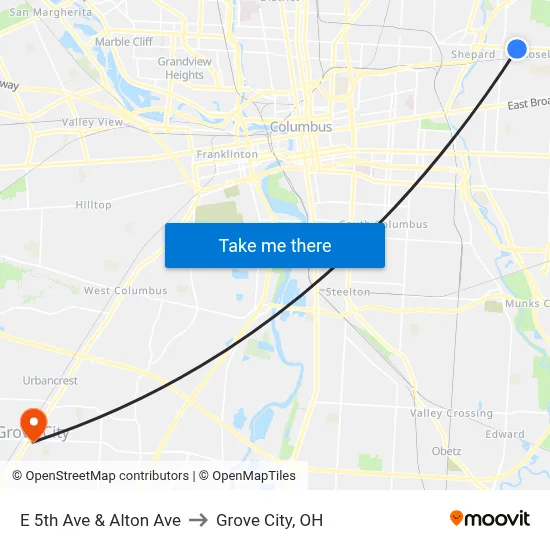 E 5th Ave & Alton Ave to Grove City, OH map