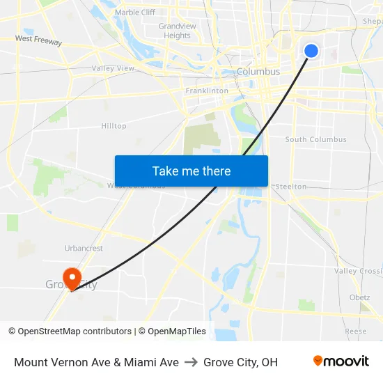 Mount Vernon Ave & Miami Ave to Grove City, OH map