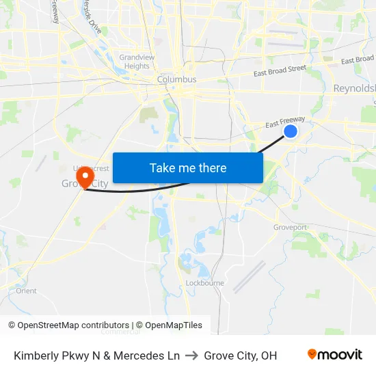 Kimberly Pkwy N & Mercedes Ln to Grove City, OH map