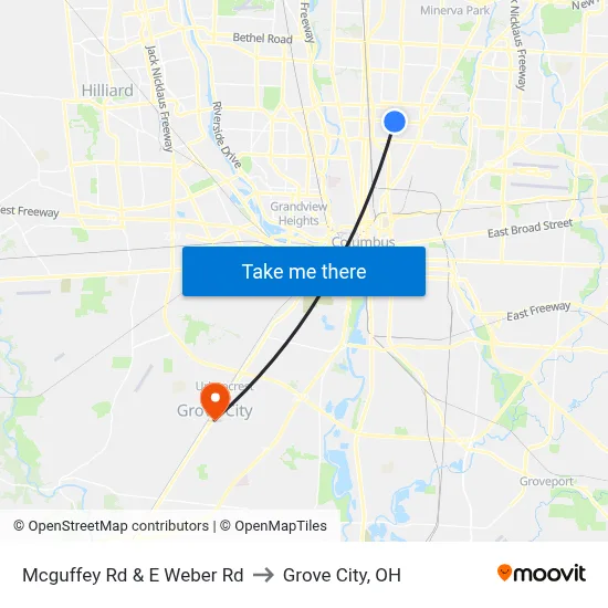 Mcguffey Rd & E Weber Rd to Grove City, OH map