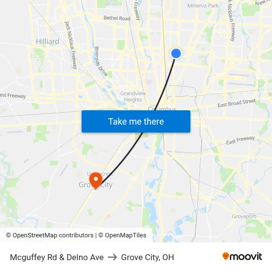 Mcguffey Rd & Delno Ave to Grove City, OH map