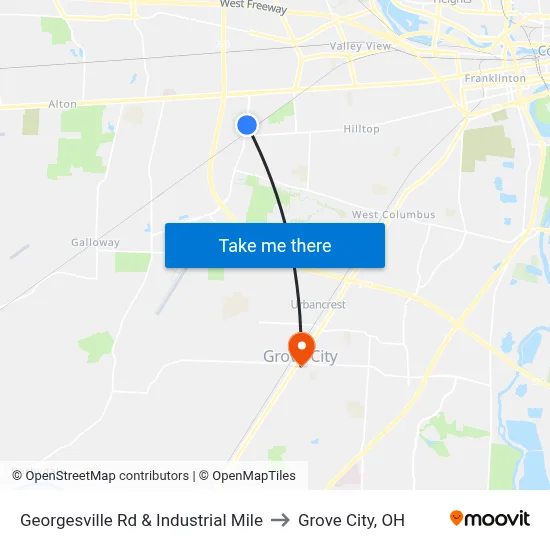Georgesville Rd & Industrial Mile to Grove City, OH map