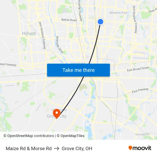 Maize Rd & Morse Rd to Grove City, OH map