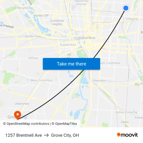 1257 Brentnell Ave to Grove City, OH map