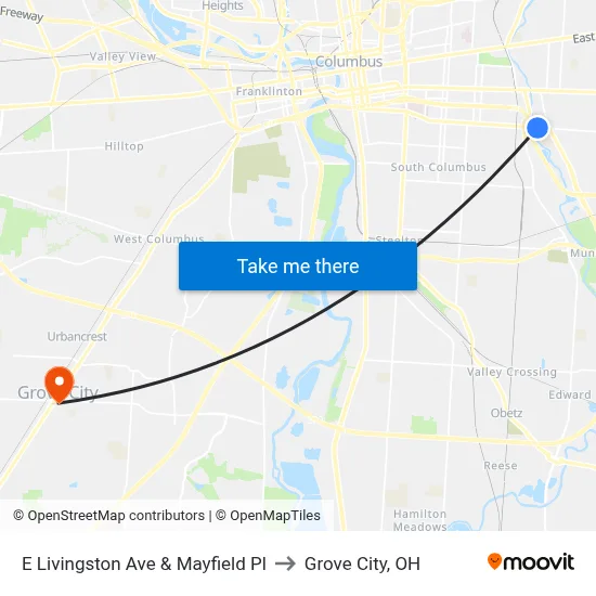 E Livingston Ave & Mayfield Pl to Grove City, OH map