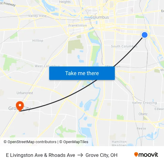 E Livingston Ave & Rhoads Ave to Grove City, OH map