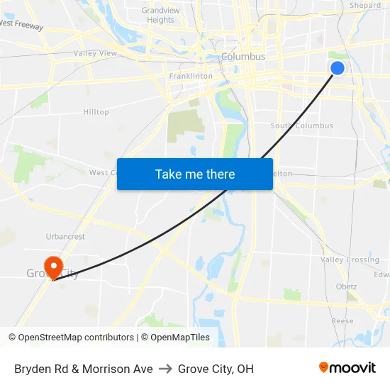 Bryden Rd & Morrison Ave to Grove City, OH map
