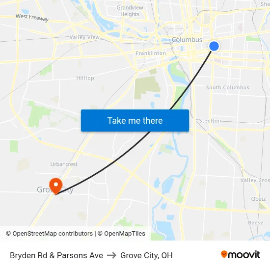 Bryden Rd & Parsons Ave to Grove City, OH map
