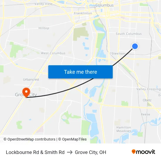 Lockbourne Rd & Smith Rd to Grove City, OH map