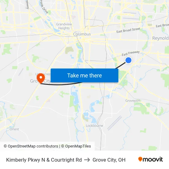 Kimberly Pkwy N & Courtright Rd to Grove City, OH map