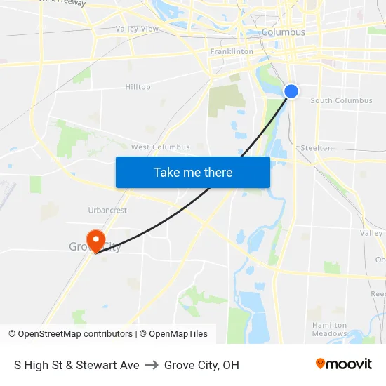 S High St & Stewart Ave to Grove City, OH map
