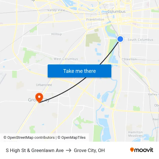 S High St & Greenlawn Ave to Grove City, OH map