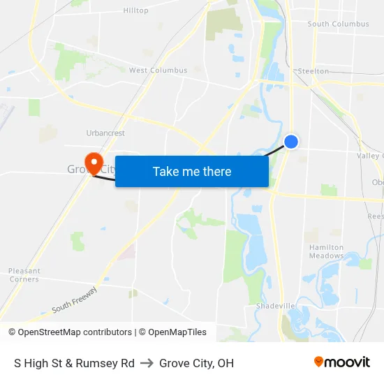 S High St & Rumsey Rd to Grove City, OH map