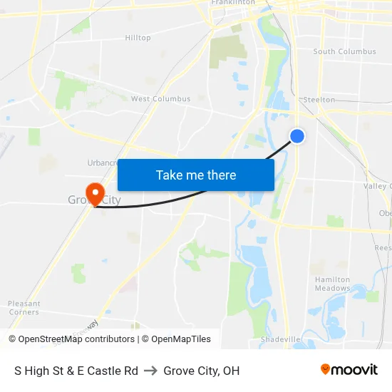 S High St & E Castle Rd to Grove City, OH map