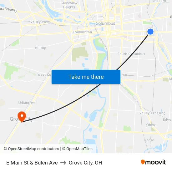 E Main St & Bulen Ave to Grove City, OH map
