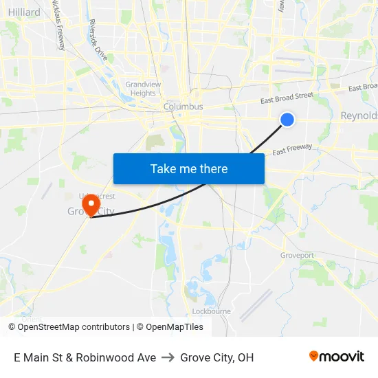 E Main St & Robinwood Ave to Grove City, OH map