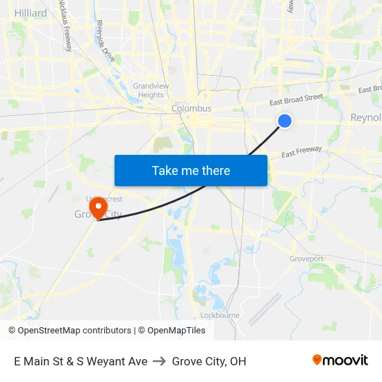 E Main St & S Weyant Ave to Grove City, OH map