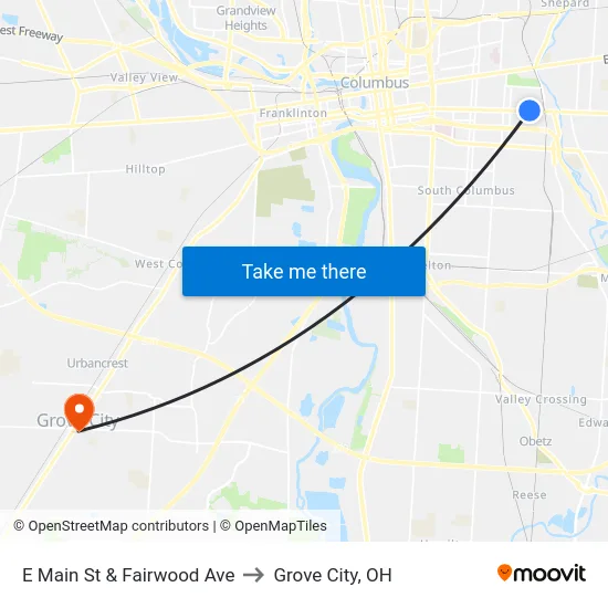 E Main St & Fairwood Ave to Grove City, OH map