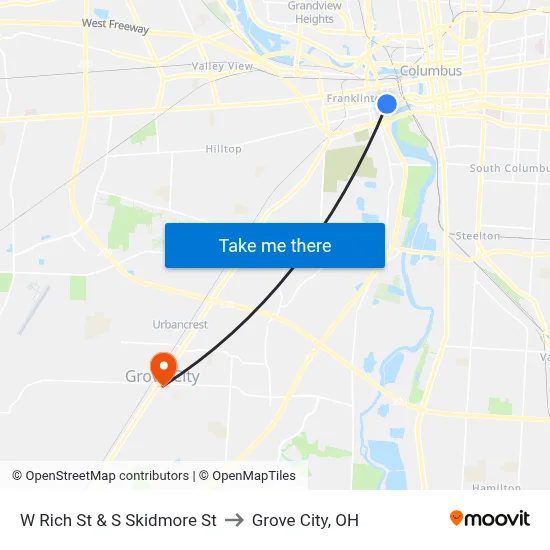 W Rich St & S Skidmore St to Grove City, OH map
