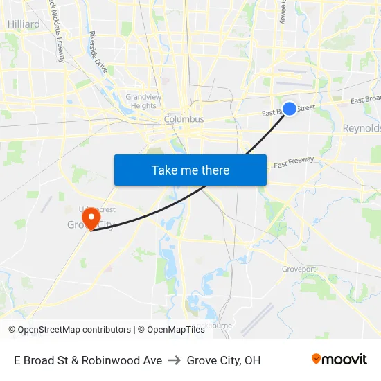 E Broad St & Robinwood Ave to Grove City, OH map