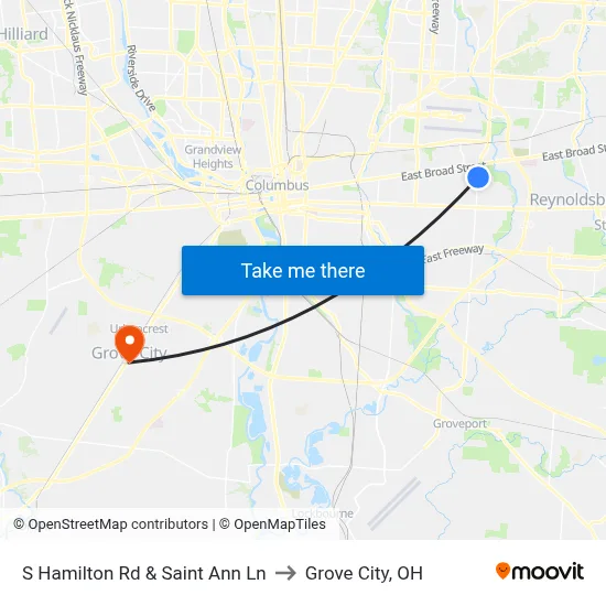 S Hamilton Rd & Saint Ann Ln to Grove City, OH map