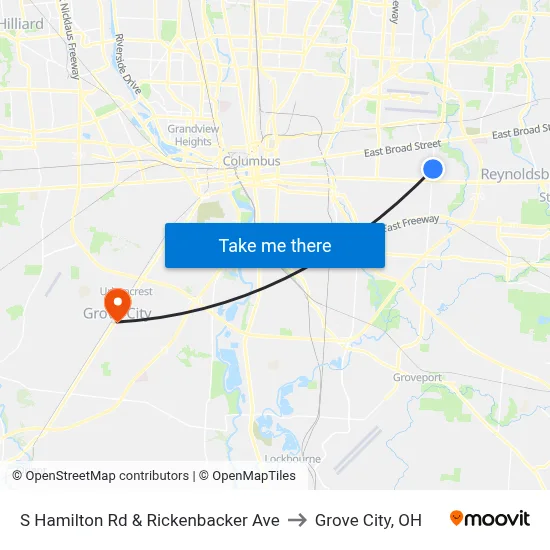 S Hamilton Rd & Rickenbacker Ave to Grove City, OH map