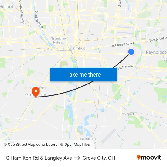S Hamilton Rd & Langley Ave to Grove City, OH map