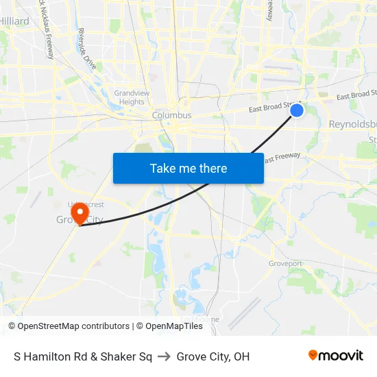 S Hamilton Rd & Shaker Sq to Grove City, OH map