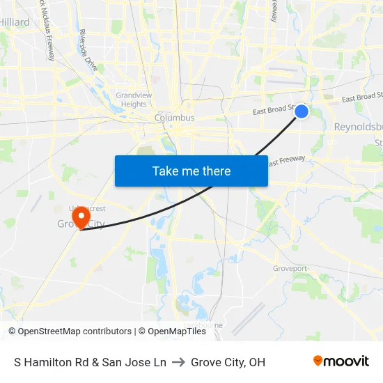 S Hamilton Rd & San Jose Ln to Grove City, OH map