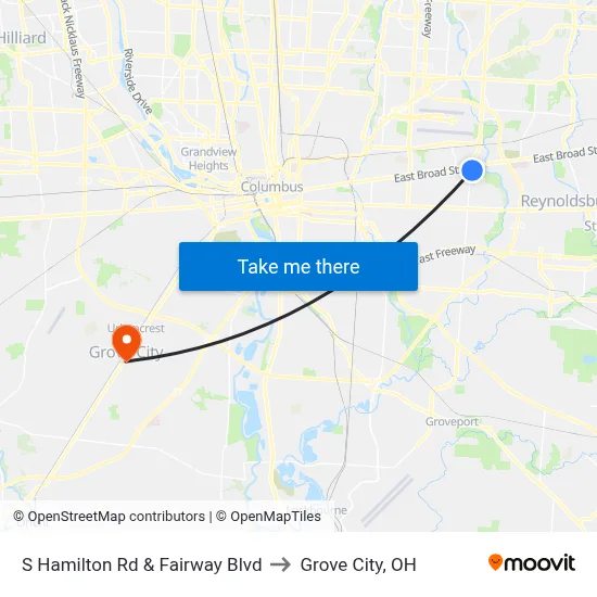 S Hamilton Rd & Fairway Blvd to Grove City, OH map