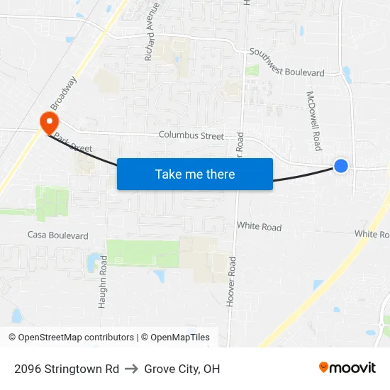 2096 Stringtown Rd to Grove City, OH map