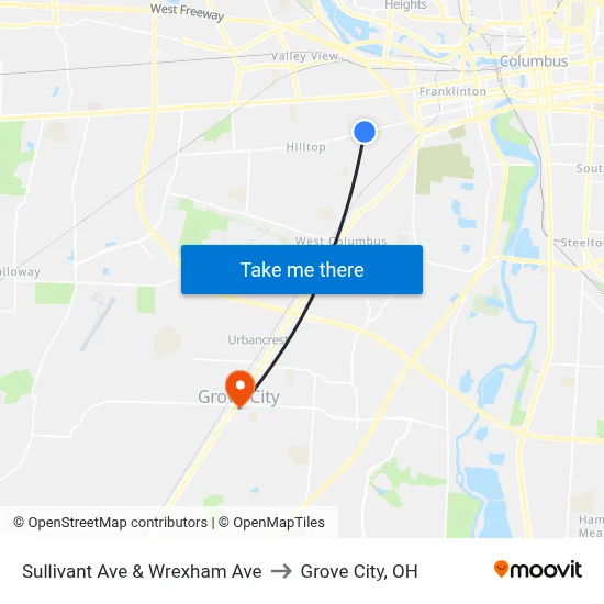Sullivant Ave & Wrexham Ave to Grove City, OH map