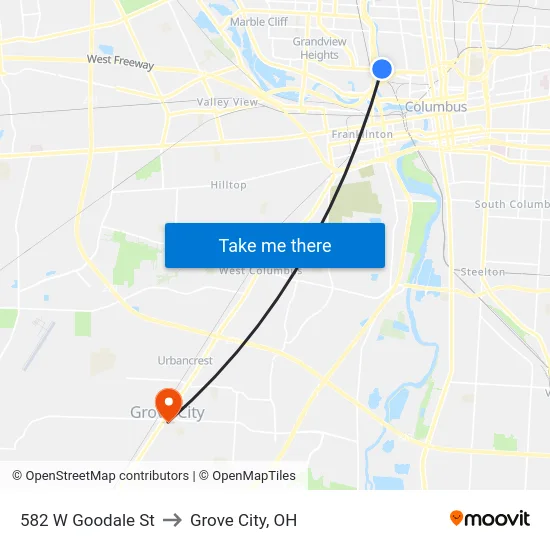 582 W Goodale St to Grove City, OH map